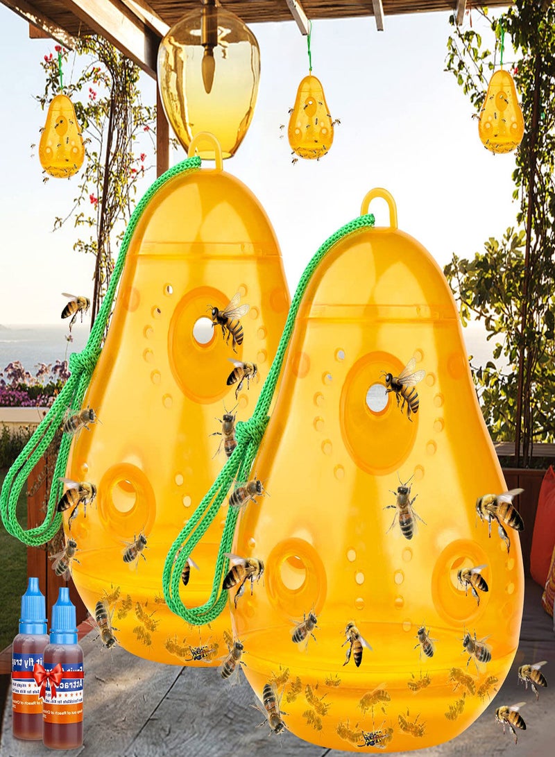 SYOSI Wasp Trap Outdoor Hanging, Yellow Jacket Trap Outdoor Hanging, Wasp Repellent Outdoor Carpenter Bee Traps for Outside, Bee Killer Wasp Deterrent Catcher, Reusable Hornet Traps Pear Shaped(2 Pcs) - Image 1