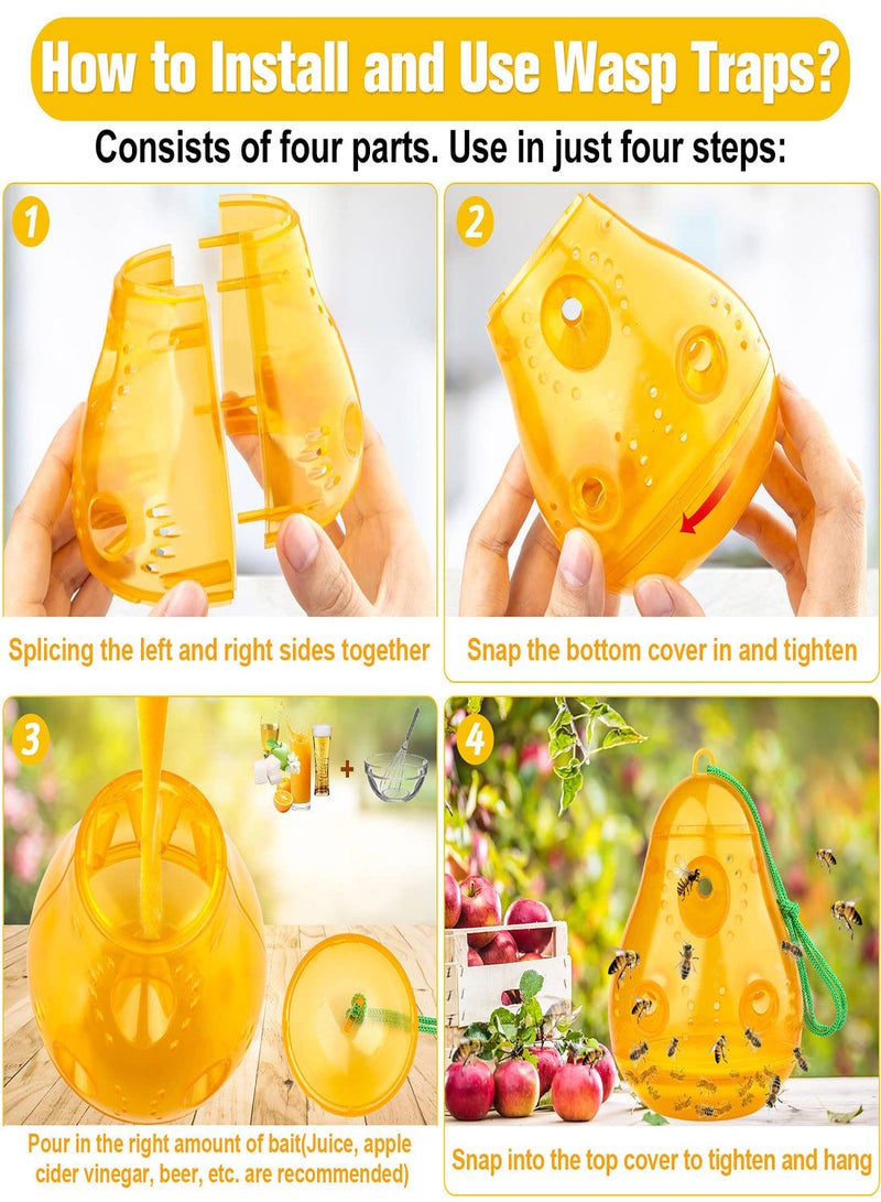 SYOSI Wasp Trap Outdoor Hanging, Yellow Jacket Trap Outdoor Hanging, Wasp Repellent Outdoor Carpenter Bee Traps for Outside, Bee Killer Wasp Deterrent Catcher, Reusable Hornet Traps Pear Shaped(2 Pcs) - Image 3