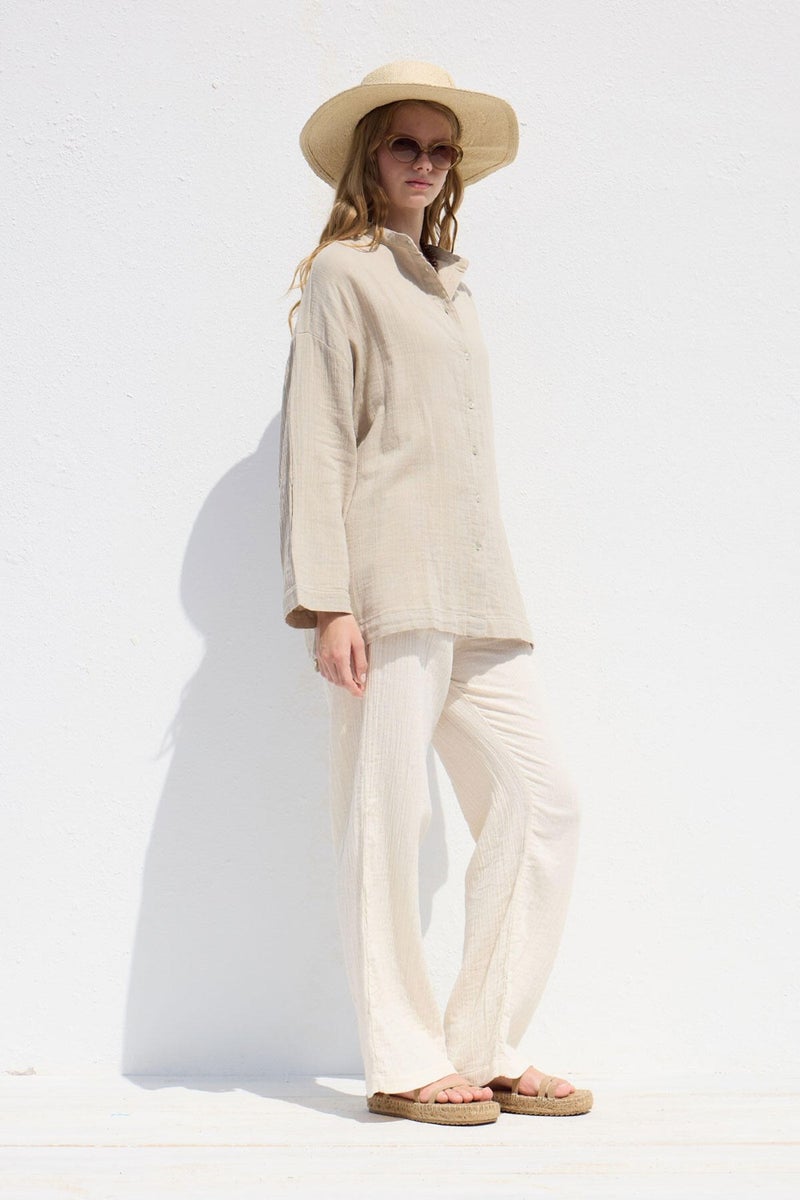 Manuka Wide Sleeve Muslin Shirt Sand  - Image 4