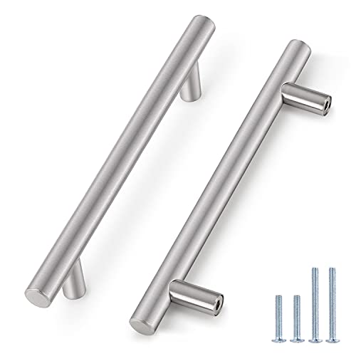 Probrico (30 Pack 6-3/10”(160mm) Hole Center Stainless Steel Euro T Bar Cabinet Pulls Satin Nickel Kitchen Furniture Cabinet Hardware Drawer Handles - Image 1