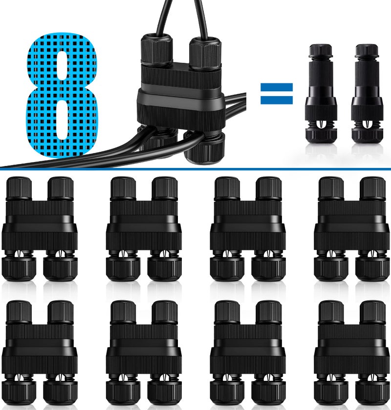 SUNVIE Low Voltage Wire Connector Fastlock2 Landscape Lighting Wire Connectors Waterproof Low Voltage Connector 12-18 Gauge Landscape Wire Connectors for Garden Light Pathway Lights, 8 Pack - Image 1