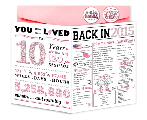 ATTLVV 10th Birthday Card, Funny 10th Birthday Decorations for Girls, Happy 10 Year Old Birthday Gift for Daughter,Great 10th Birthday Gifts Idea for Her - Image 1
