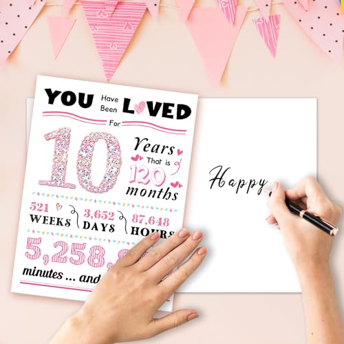 ATTLVV 10th Birthday Card, Funny 10th Birthday Decorations for Girls, Happy 10 Year Old Birthday Gift for Daughter,Great 10th Birthday Gifts Idea for Her - Image 5