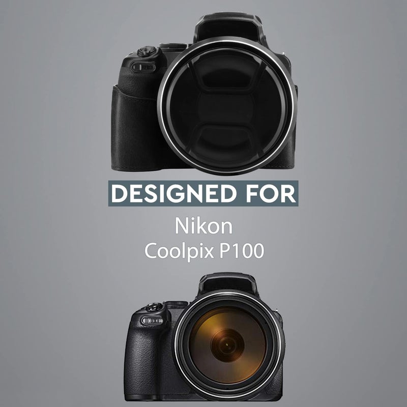 MegaGear MG1533 Nikon COOLPIX P1000 Ever Ready Leather Camera Half Case and Strap - Black, Compact - Image 5