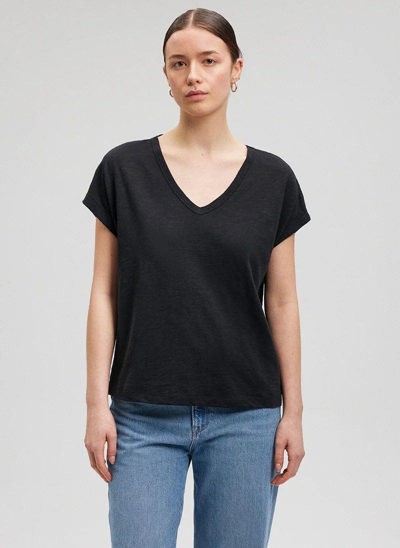 MAVI V Neck Black Basic T-Shirt