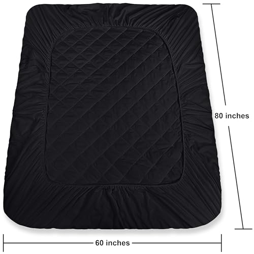Utopia Bedding Quilted Fitted Mattress Pad, Queen Size, Elastic Fitted Mattress Topper Protector and Cover Stretches up to 16 Inches Deep, Machine Washable (Black) - Image 5