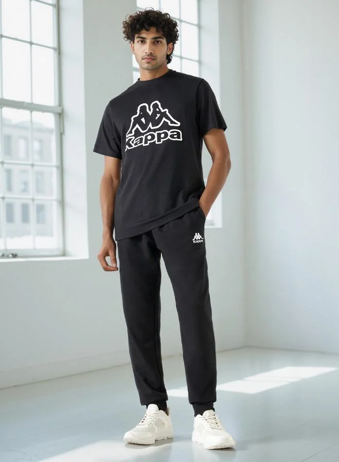Kappa Kappa Relaxed Fit Logo Detail Joggers with Drawstring Closure and Pockets