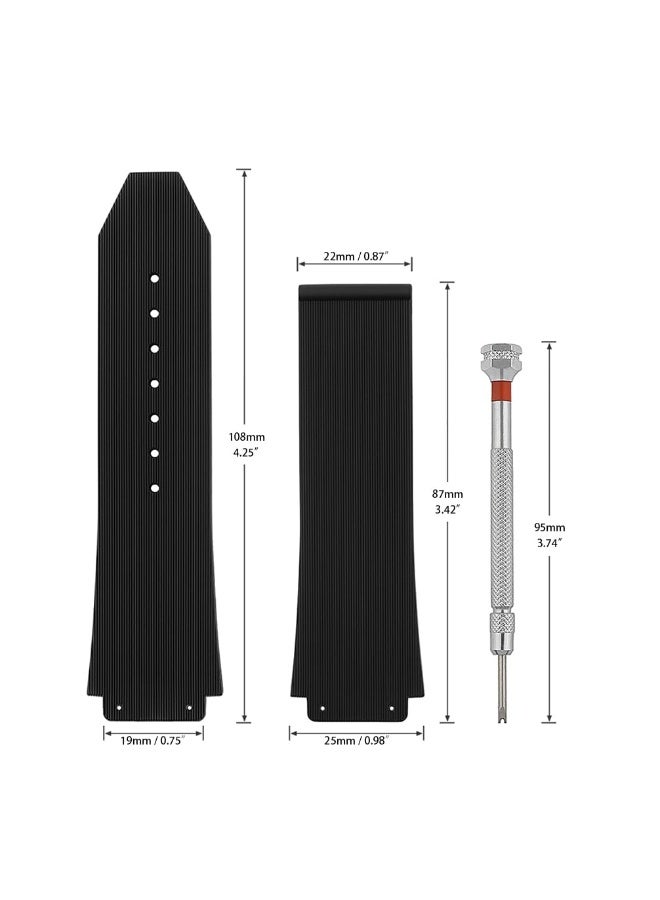 KISSUN 25mm Watch Band Compatible with Hublot Big Bang, Soft Silicone Rubber Replacement Wrist Strap for Hublot Big Bang Watch Straps - Image 5