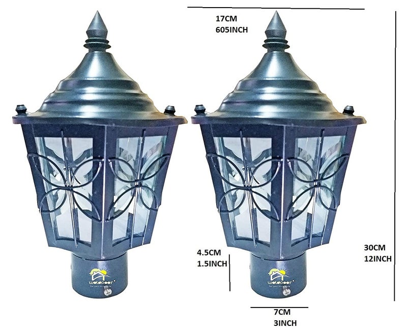 Weldecor Metal Antique Decorative Outdoor Gate LampsArchitectural Design for Main Home Gate Light WaterproofRustproof for GardenExterior Compound Wall Lights for PillerPole Lamp Post Set of 2 - Image 2