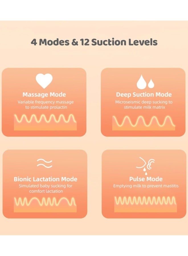 Wearable Electric Breast Pump with 4 Modes  12 Levels, Portable  Hands free Breast Pumps, 6oz/180ml - Image 3