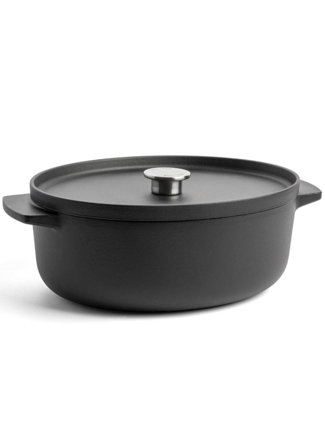 KitchenAid Cast Iron Oval Casserole with Lid Matte Black 30cm CC004900-001 - Image 3