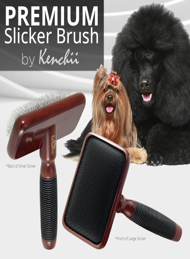 Kenchii Slicker Brush for Dogs, Professional Dog Grooming Brush for Loose Fur, Tangles, Long Short Haired, Stainless Steel Pins, Maplewood Handle, Medium - Image 4