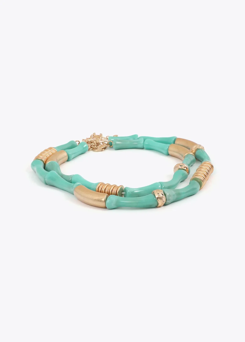لولا كساديمونت Pack of Two Combined Necklaces with Bamboo-Effect Metal Pieces