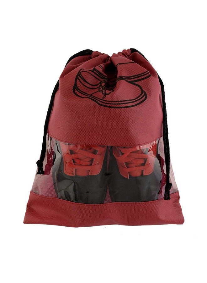 Kuber Industries Kuber Industries 18 Piece Non Woven Travel Shoe Cover, String Bag Organizer, Maroon -CTLTC039524  - Image 2