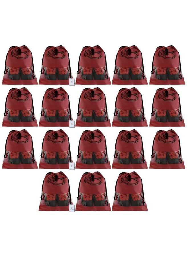 Kuber Industries Kuber Industries 18 Piece Non Woven Travel Shoe Cover, String Bag Organizer, Maroon -CTLTC039524  - Image 1