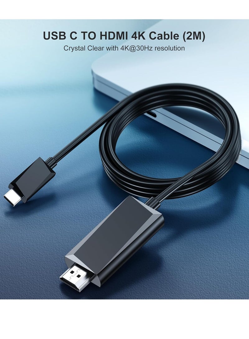 BHHB USB C to HDMI Cable [4K@60Hz] Thunderbolt 3/4 Compatible Type C to HDMI Cable for iPhone 15 Pro/Pro Max, MacBook iPad Pro/Air, iMac, Surface Book, Samsung, Pixelbook, XPS, HP etc. - 2 m - Image 5