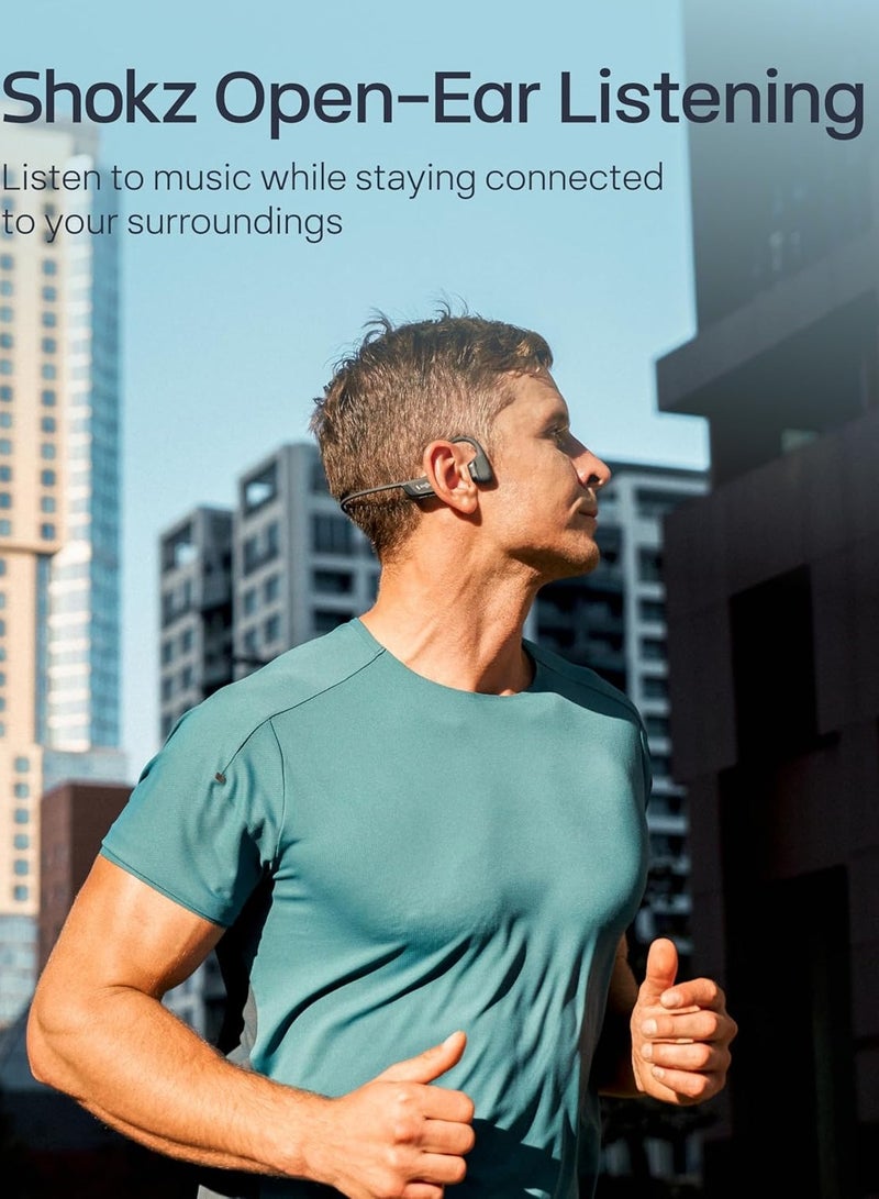 شوكز سماعات رياضية صغيرة من نوع OpenRun Pro 2 بتقنية توصيل العظام، سماعات أذن لاسلكية مفتوحة مع بلوتوث 5.3، ميكروفونات لإلغاء الضوضاء، مقاومة للماء IP55، 12 ساعة من وقت التشغيل للجري، شحن سريع USB-C - Image 4