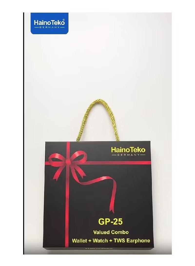 Haino Teko GP 25 Combo Set | Stylish Wallet, Watch & TWS Earphones | Fashionable and Functional Accessories, Perfect Gift, Random Colours  - Image 4