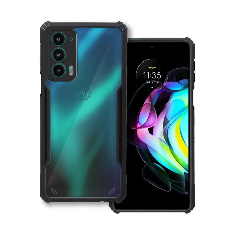 Plus Polycarbonate 360 Degree Protection Black Border Back Cover for Motorola Moto Edge 20 - Black - Image 5