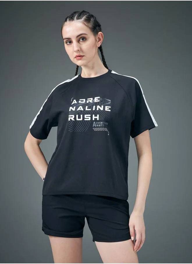 Technosport Technosport Slogan Print Crew Neck Stretch Crop T-Shirt