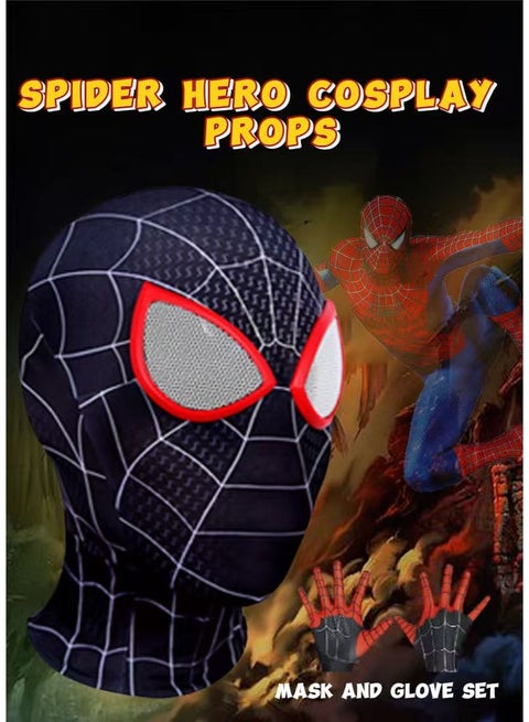 【Marvel Official】Spider-Man Miles Morales Lens Mask + Tactical Gloves Set (Adult Universal) | High-Elastic Breathable Fabric | Halloween/COSPLAY/Party Costume Essential