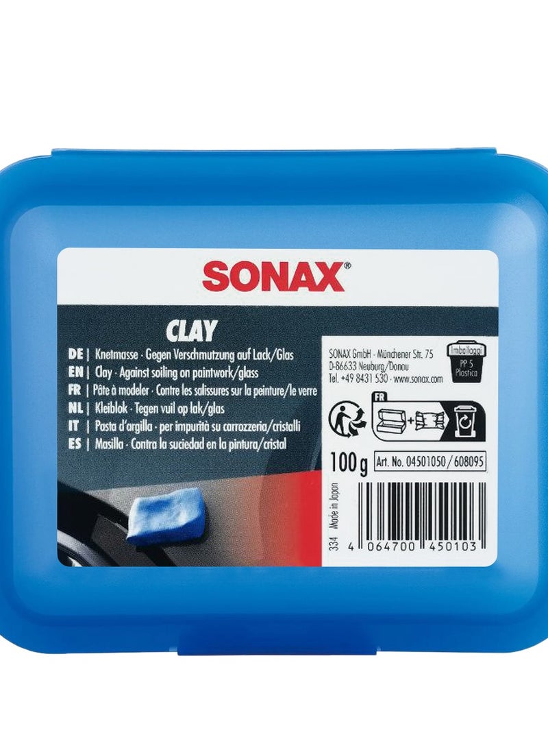 SONAX Clay Bar 100g Paint Decontamination Clay – Car Detailing Clay for Paint, Glass & Chrome Surface Cleaning, Removes Industrial Fallout, Tree Sap, Tar Residue, Overspray and Surface Contaminants, Model 04501050 - Image 2