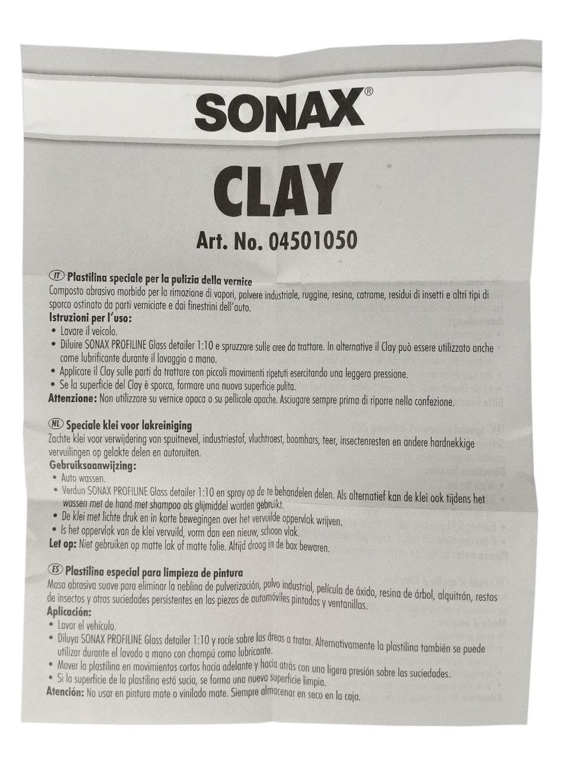 SONAX Clay Bar 100g Paint Decontamination Clay – Car Detailing Clay for Paint, Glass & Chrome Surface Cleaning, Removes Industrial Fallout, Tree Sap, Tar Residue, Overspray and Surface Contaminants, Model 04501050 - Image 4