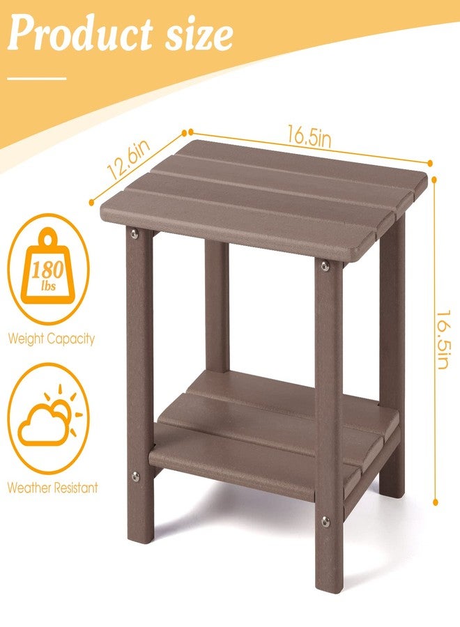 Apolimi Adirondack Outdoor Side Table, 2-Tier Sturdy Patio End Table Weather Resistant, 16.5" Solid Side Table for Patio, Pool, Porch (Brown) - Image 2