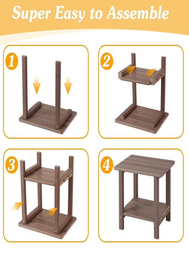 Apolimi Adirondack Outdoor Side Table, 2-Tier Sturdy Patio End Table Weather Resistant, 16.5" Solid Side Table for Patio, Pool, Porch (Brown) - Image 5