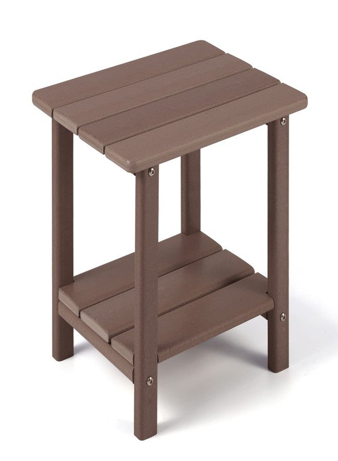 Apolimi Adirondack Outdoor Side Table, 2-Tier Sturdy Patio End Table Weather Resistant, 16.5" Solid Side Table for Patio, Pool, Porch (Brown) - Image 1