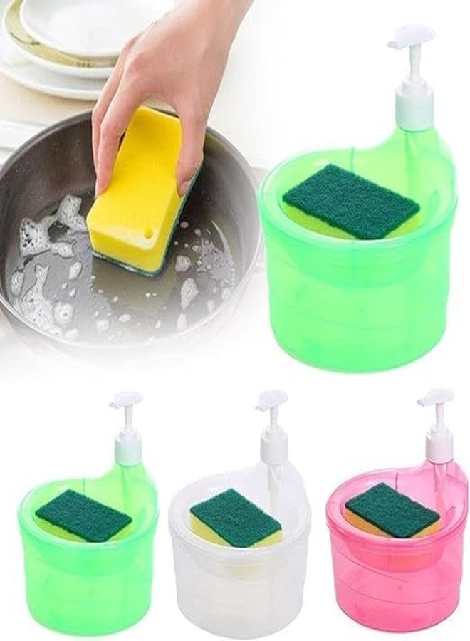 Wandering NAVA PAVA 2 in 1 Double Layer Liquid soap Dispenser with Pump and Sponge | 15 x 16 x 17 CM | Multi-Color - Image 5