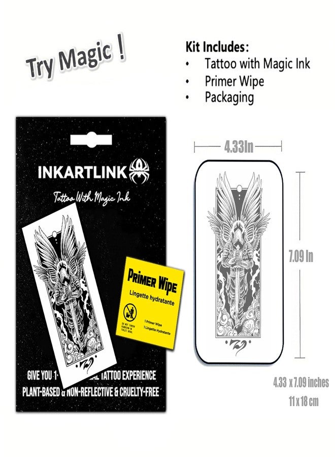 INKARTLINK وشم مؤقت شبه دائم من إنكارت لينك، وشم واقعي، وشم للشباب العصري، مقاوم للماء وغير عاكس للضوء، عبوة رائعة، تصميم فريد (يأتي الملاك) - Image 2