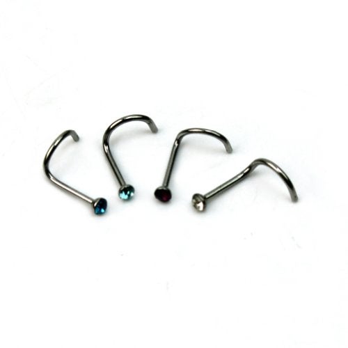 CrazyPiercing 20pcs Colorful Rhinestone Steel Screw Nose Rings Studs Bar Pin Piercing Jewelry (20 pcs) - Image 2