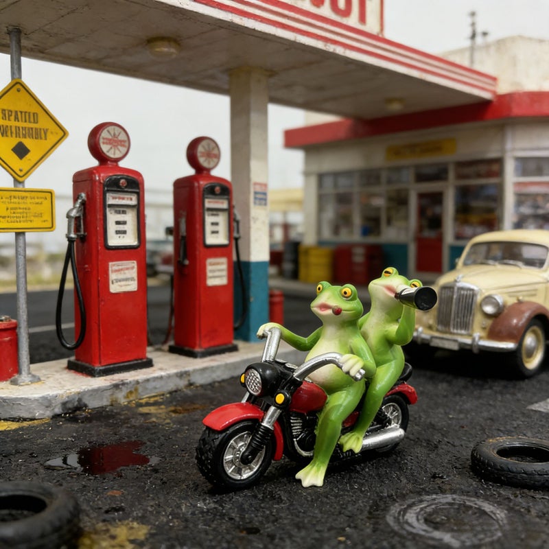 Two Frogs Riding a Motorcycle Resin Statue Fun Living Room Desk Bookshelf Garden Courtyard Home Decor - Image 5