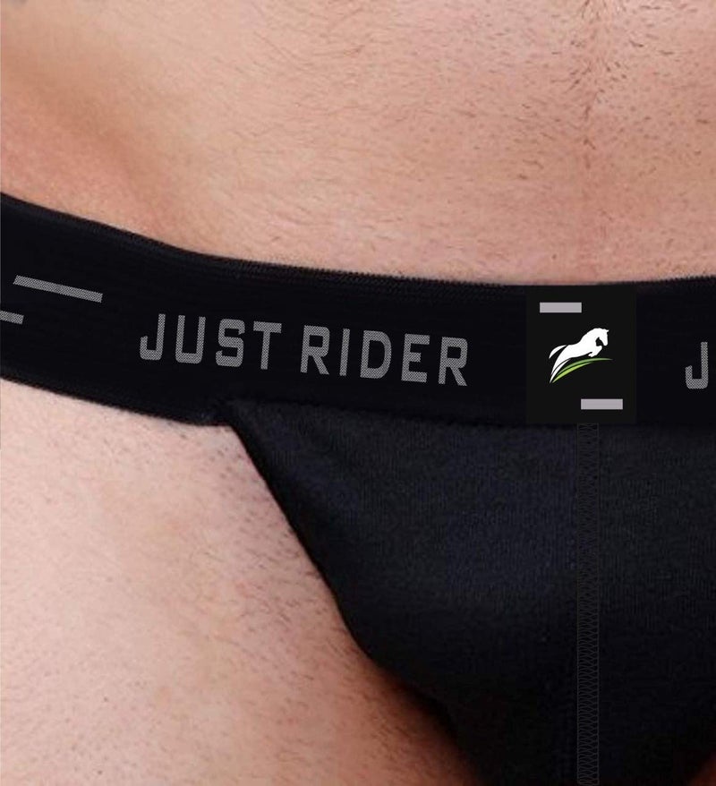 JUST RIDER ملابس داخلية رجالية من القطن على شكل سراويل قصيرة، رياضية للكريكيت؛ داعم للجيم واليوغا أو حزام رياضي لجميع الرياضات والأنشطة الرياضية الأخرى (أسود، XL) - Image 4