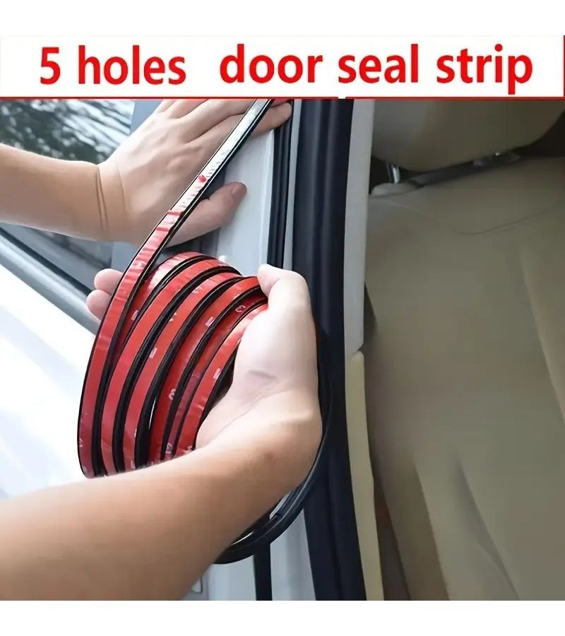 Universal Self-Adhesive Car Door Weatherproof Sealing Strip 196.85 Inch Black Sound Insulation - Image 2