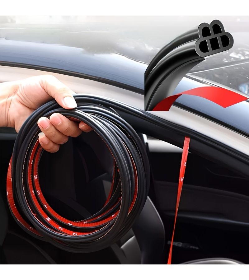 Universal Self-Adhesive Car Door Weatherproof Sealing Strip 196.85 Inch Black Sound Insulation - Image 3