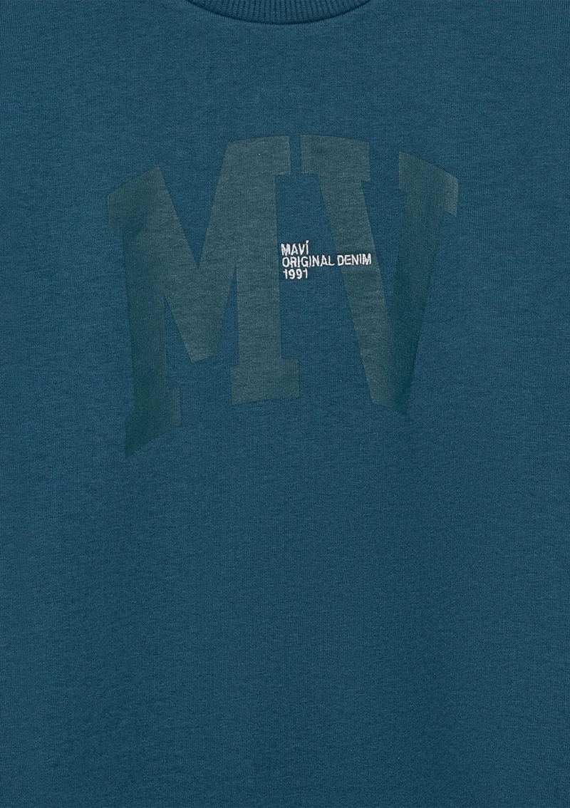 مافي Blue Mv Logo Printed Hooded Green Sweatshirt6S10054-70754