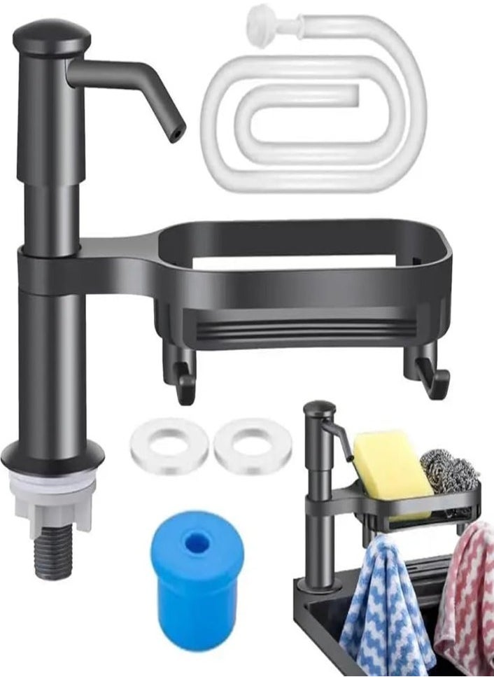 XVersion Sink Soap Dispenser for Kitchen Lengthen ABS Pump Head Countertop Cleaner Pump with Storage Rack & Extension Tube Kit  - Image 1