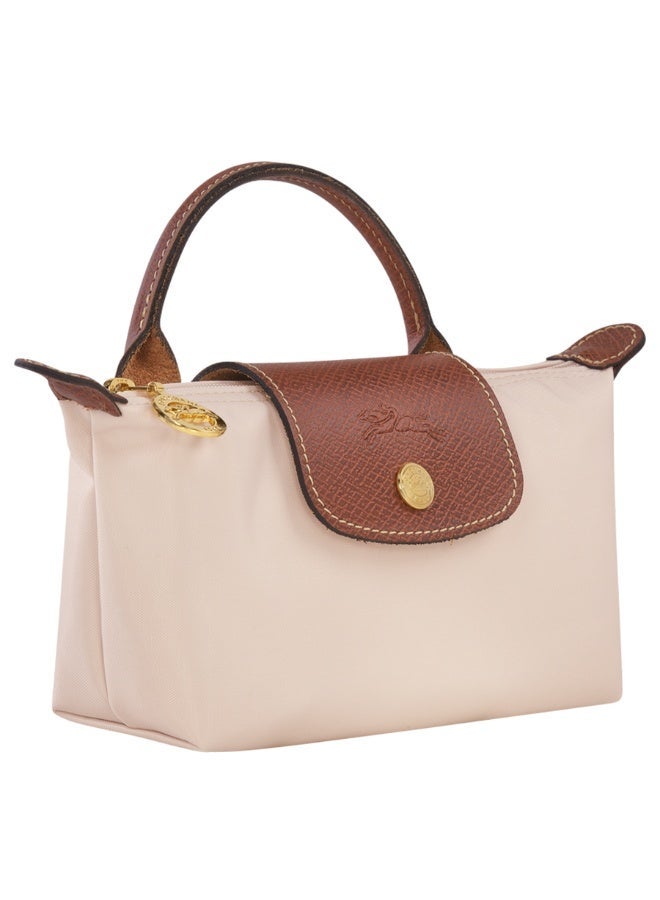 Beige Foldable Mini Shoulder Bag with Leather Accents - Image 3