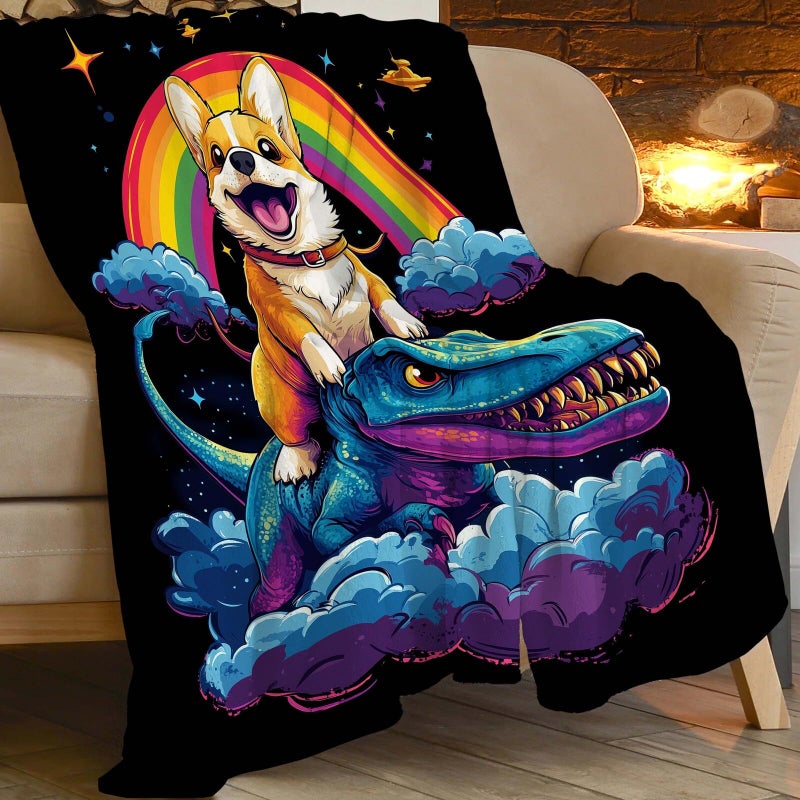 Fuzawet Corgi بطانية مضحكة الكرتون corgi ديناصور رمي هدايا بطانية لمحبي كورجي فتيات الأولاد أطفال الرجال البالغين super super plush fluffy fuzzy fleece deceed 40'x50 '' '' ' - Image 3