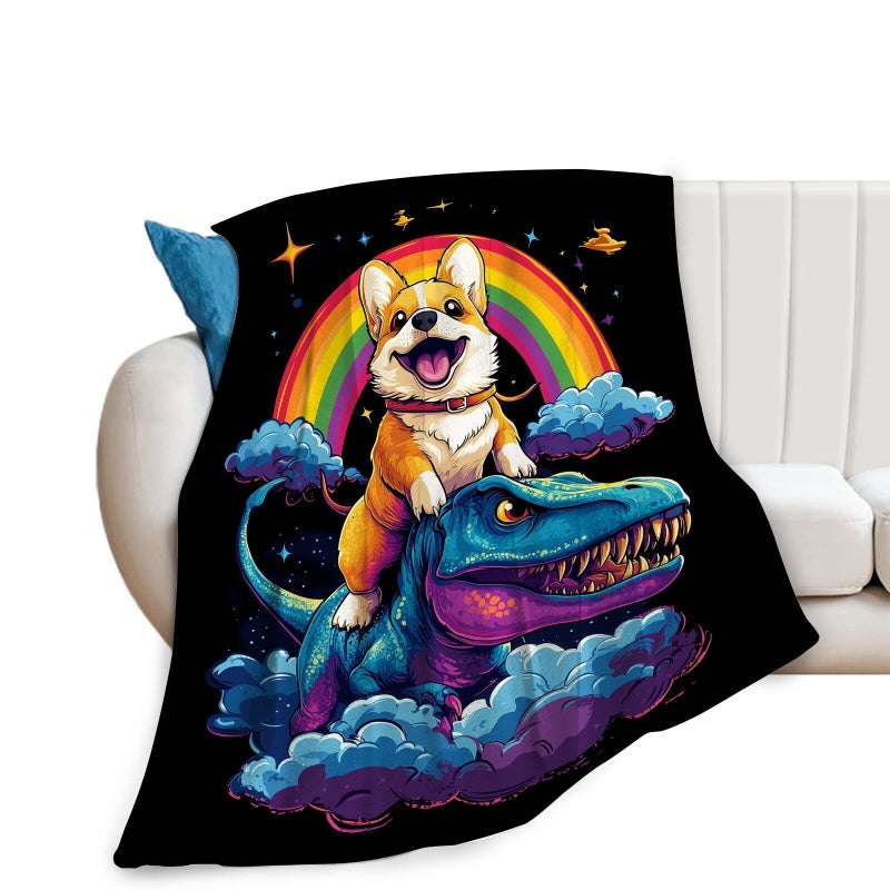 Fuzawet Corgi بطانية مضحكة الكرتون corgi ديناصور رمي هدايا بطانية لمحبي كورجي فتيات الأولاد أطفال الرجال البالغين super super plush fluffy fuzzy fleece deceed 40'x50 '' '' ' - Image 2