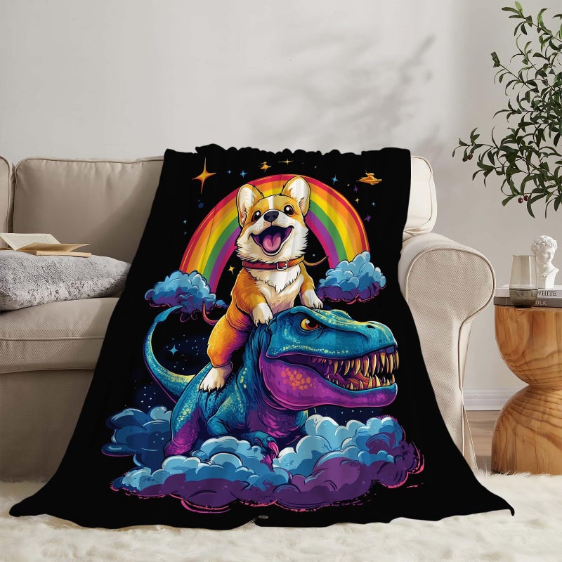 Fuzawet Corgi بطانية مضحكة الكرتون corgi ديناصور رمي هدايا بطانية لمحبي كورجي فتيات الأولاد أطفال الرجال البالغين super super plush fluffy fuzzy fleece deceed 40'x50 '' '' ' - Image 4