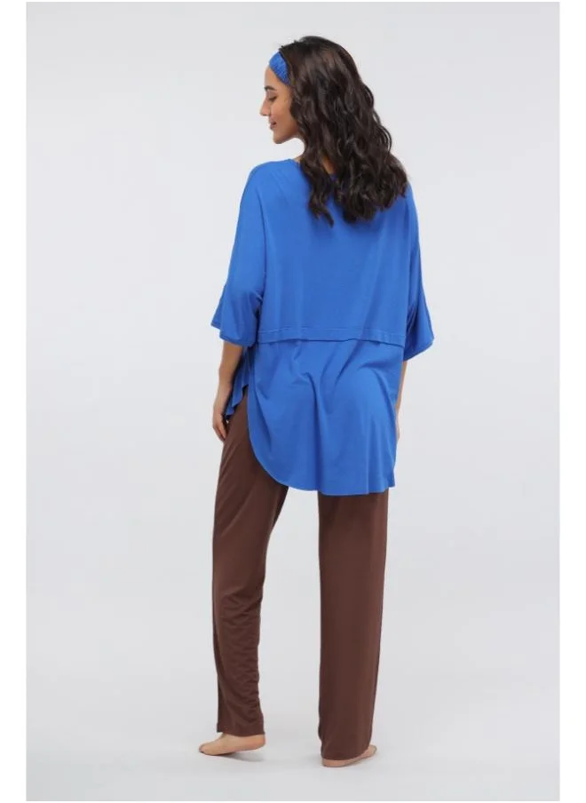 نسيسيرا French Roast Straight Lounge Set with Olympain Blue Oversized top