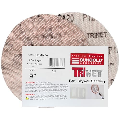 Sungold Abrasives أقراص صنفرة سونغولد أبرسيفز 91-875-060 تري نت ميس 60 حبيبة مع خطاف وحلقة من أكسيد الألمنيوم المعالج، عبوة 10، 9" - Image 1