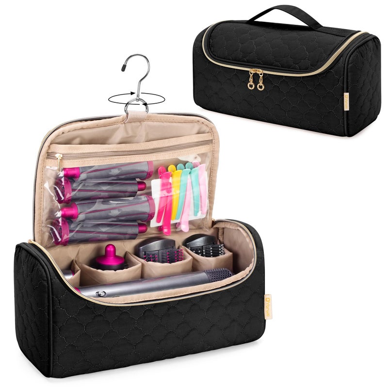 Yarwo Airwrap Travel Case Compatible for Dyson Airwrap Multi-Styler All Models and Attachments, Portable Storage Bag with Hanging Hook for Hair Curler Accessories, Black (Patented Design) - Image 1