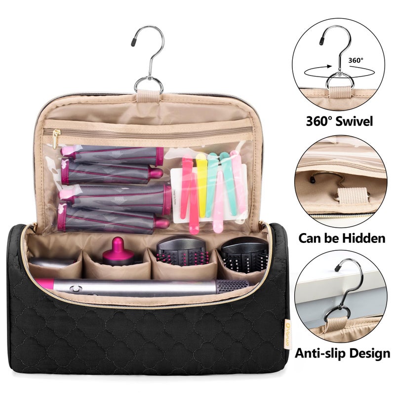 Yarwo Airwrap Travel Case Compatible for Dyson Airwrap Multi-Styler All Models and Attachments, Portable Storage Bag with Hanging Hook for Hair Curler Accessories, Black (Patented Design) - Image 3