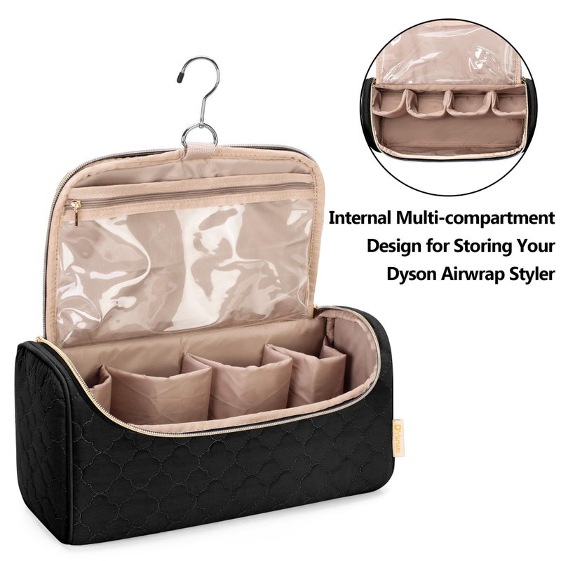 Yarwo Airwrap Travel Case Compatible for Dyson Airwrap Multi-Styler All Models and Attachments, Portable Storage Bag with Hanging Hook for Hair Curler Accessories, Black (Patented Design) - Image 4