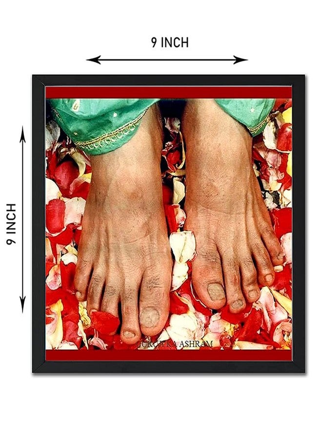 ZIG-ZAG zig zag Guruji Charan Photo With Frame | Jai Guruji Charan Swaroop Picture For Wall/Table Frame Size (Black 9x9) - Image 4
