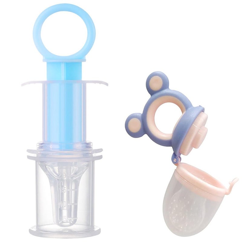 Alya The Cheeky Kidzz Baby Smart Medicine Needle Feeder Squeeze Medicine Dropper Multi-Functional Teether Case and Baby Food Fruit Nibbler Teether BPA Free (Design 3001) - Image 1